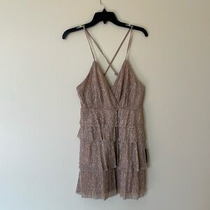 Lulu’s Sparkly Rose Gold Mini Dress